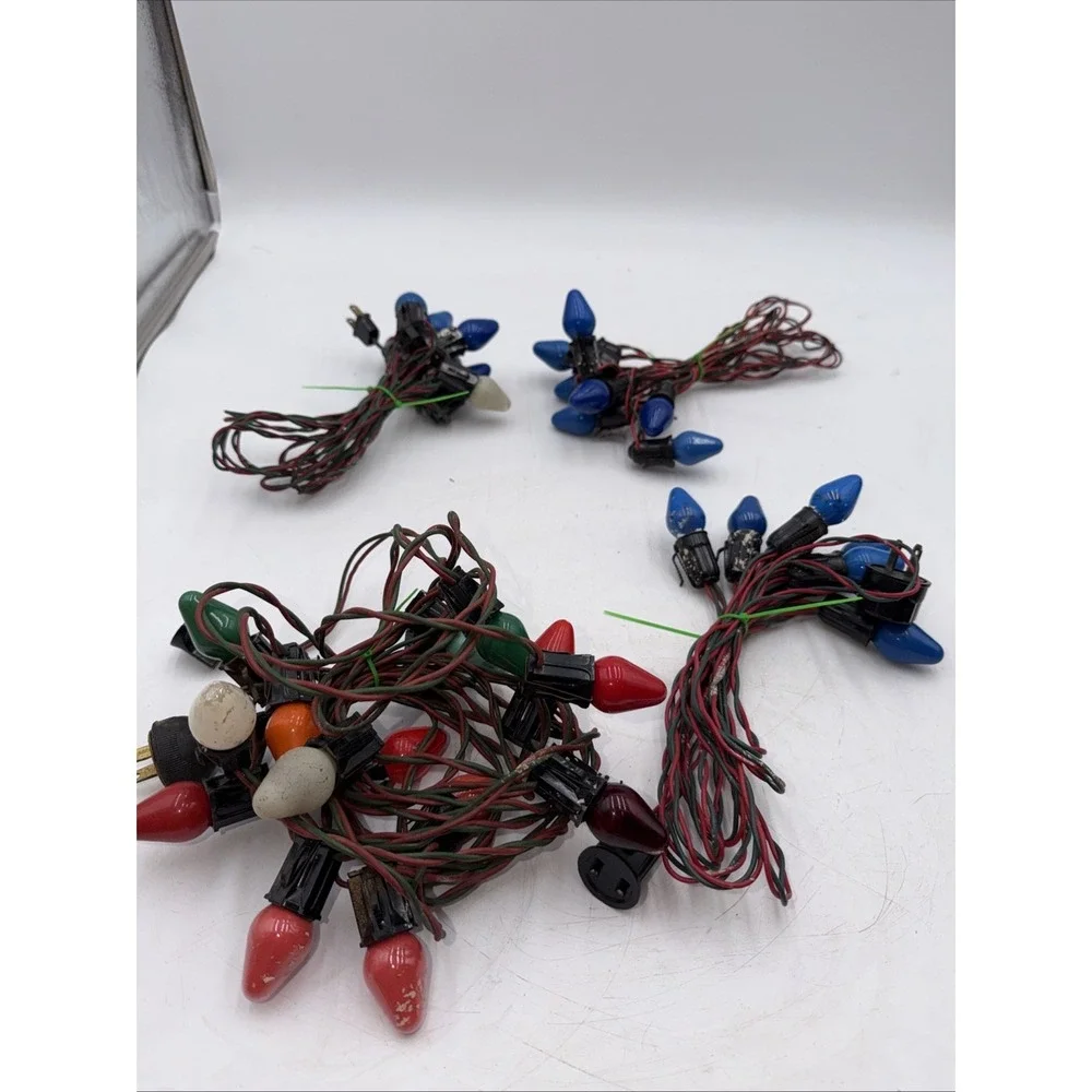 Christmas C7 Light Bulbs 3 Strands Lot Of 7 One Strand 15 Vintage READ